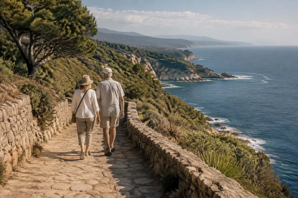 A couple exploring a quiet coastal path